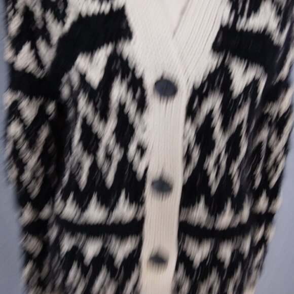 Lucky Brand | Diamond Fair Isle Cardigan Black Ivory | Size M - Picture 9 of 13